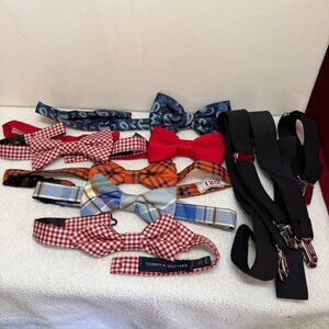 6 Men's Bow Ties + 1 Black Suspenders Set | Tommy Hilfiger | IZO | Assorted